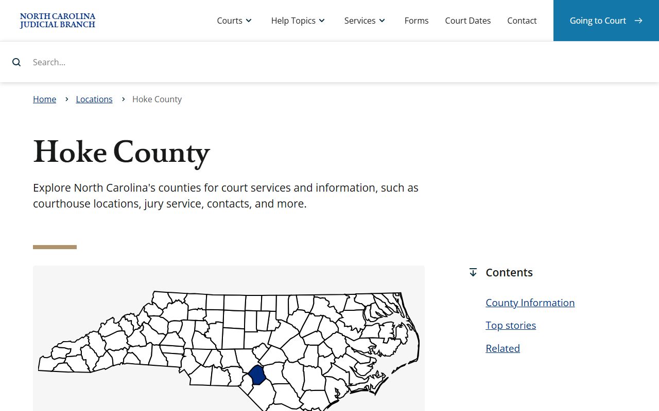 Hoke County court records and eCourts information page